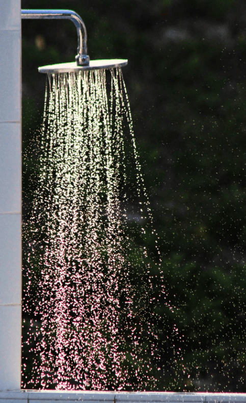 Shower spraying water