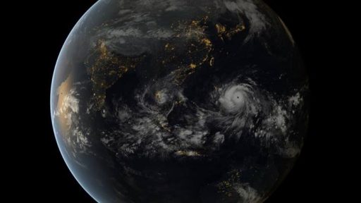 Hurricane satellite in geosynchronous orbit